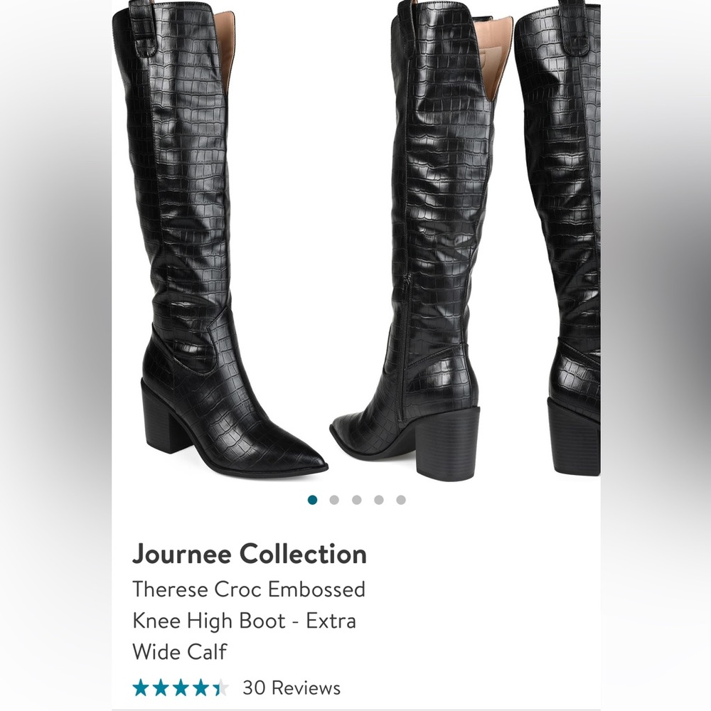 Nordstrom rack jounee collection black croc embossed knee high boots US 8.